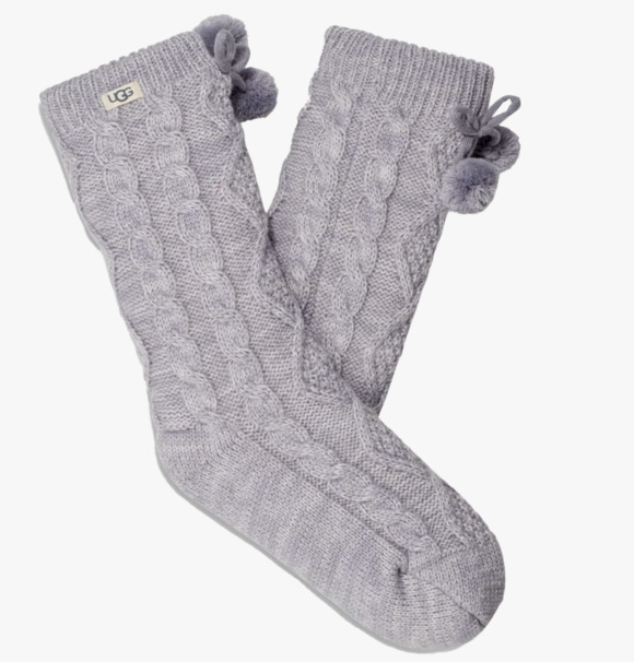 NWT UGG Women's Pom Pom Slipper Socks - Fleece Lined! - Picture 1 of 11